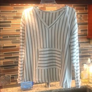 Beige and white striped hoodie